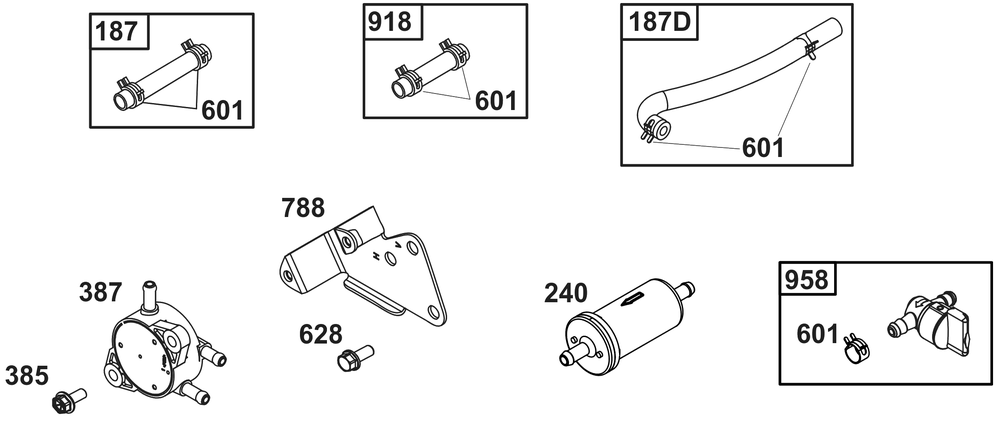 Fuel Supply Group Diagram and Parts List for 385446-0465-B5 200000 - 399999 Briggs and Stratton Engine
